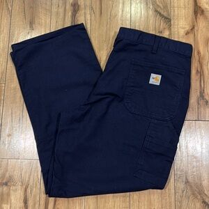 Carhartt FR 2112 Cat 2 Navy Blue Canvas Work / Utility Pants Men's Size 40X30